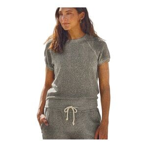 Women's Short Sleeve Heather Sweatshirt Top - Gray